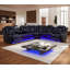 Canapé modulaire inclinable manuel en cuir 3 pièces avec lumière DEL-573930720