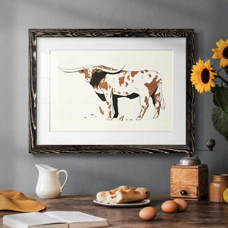 Terre Cotta Steer II - impression d'un seul cadre photo, Noir, H 26 po x l 38 po x P 1,5 po