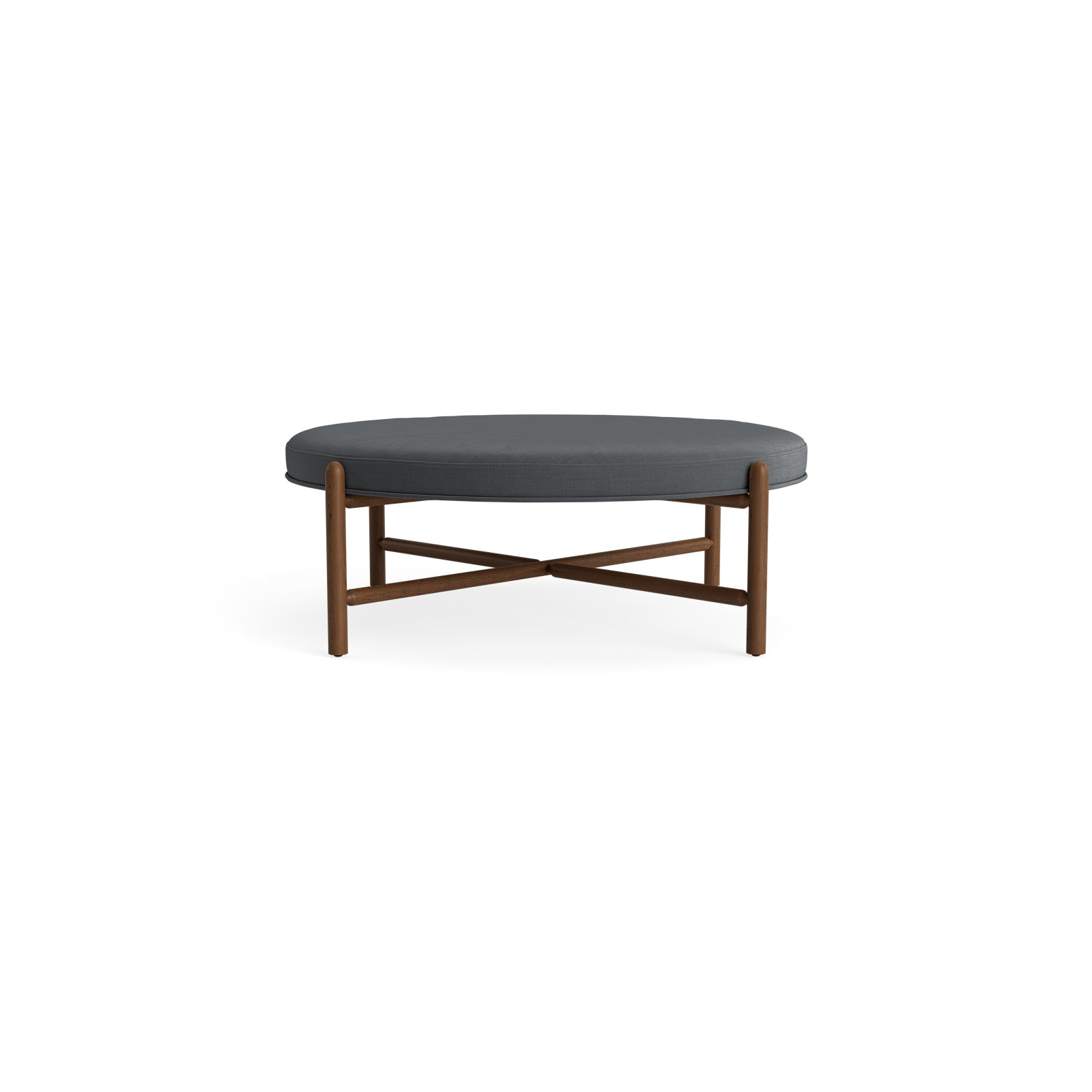 Vane 48" Round Ottoman, Charcoal, Walnut
