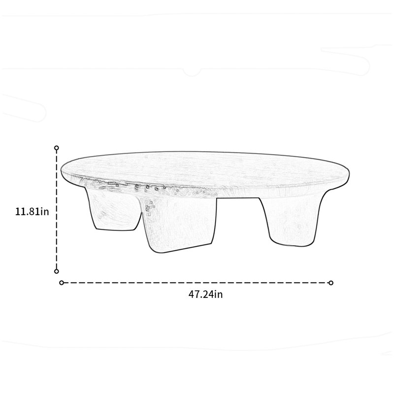 Table basse en bois massif Wabi-sabi minimal