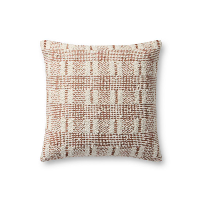 Loloi Throw Pillow, Ivory/Rust Geometric, Polyester