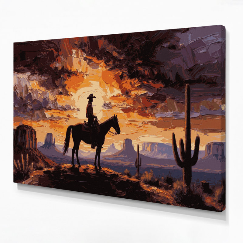 «Southwestern Cowboy Vintage Cowboy», affiche d'art sur toile brune 89, H 8 po x l 10 po