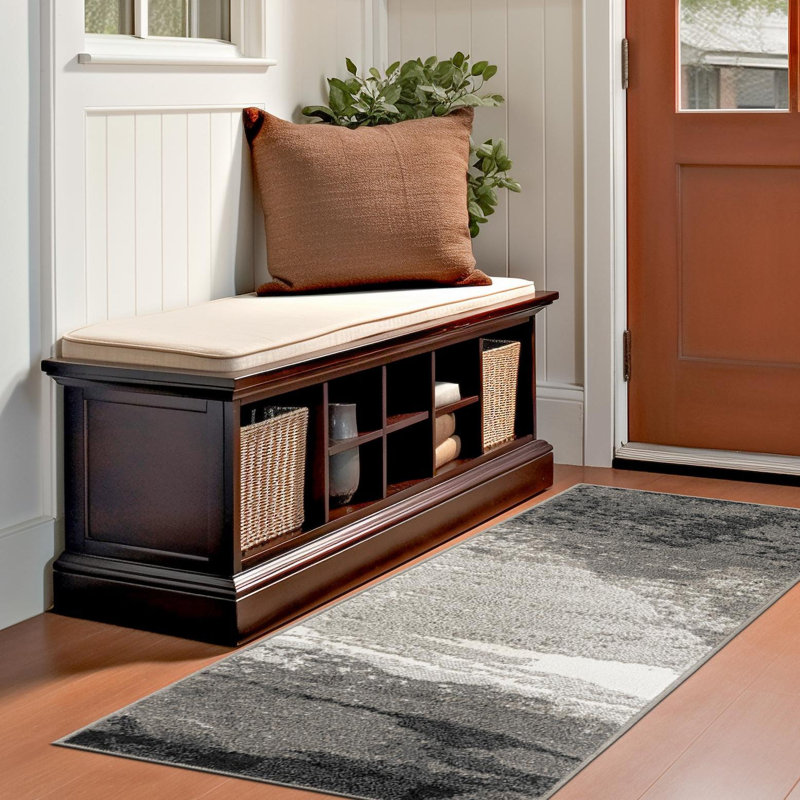 Tapis Ivy Bronx Glomma Nathanyl noir, Tapis de couloir 2 pi x 6 pi 1 po