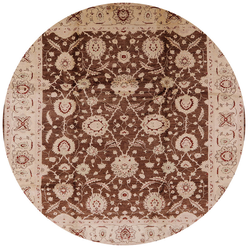 Tapis oriental beige / brun Diradur, Rond 8 pi