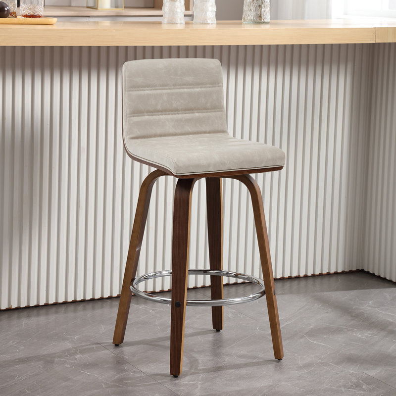 Mariea Swivel Upholstered Counter Stool, Counter Stool (26" Seat Height), Off White