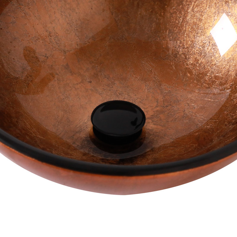 Lavabo de salle de bain vasque en verre trempé avec bonde escamotable, brun | Idée de cadeau