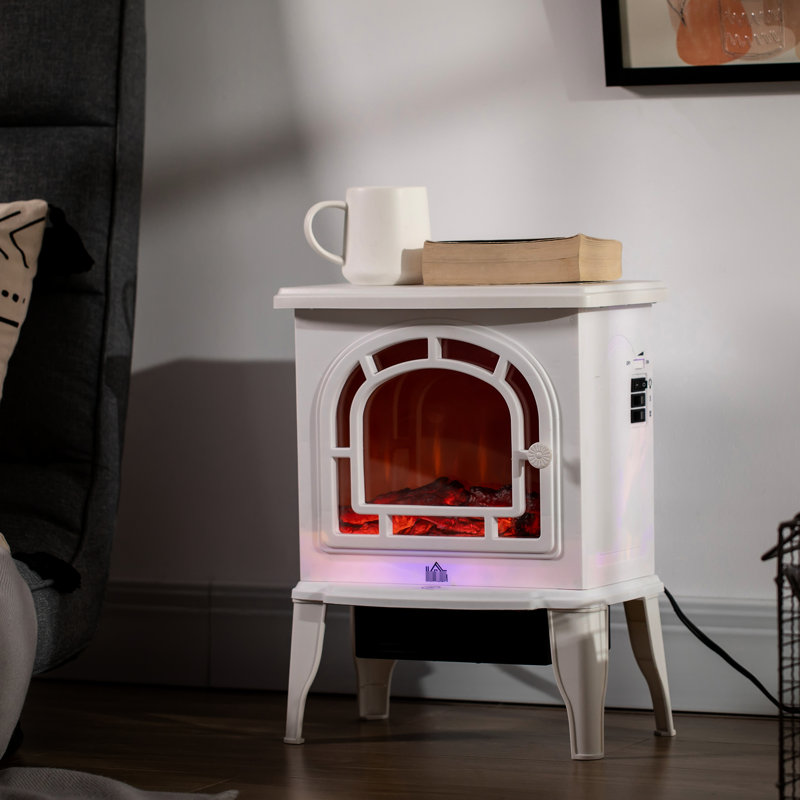 Foyer électrique blanc 18 po, 750 W / 1500 W, température réglable, flammes réalistes, protection contre la surchauffe, autoportant, 160 à 215 pieds carrés,