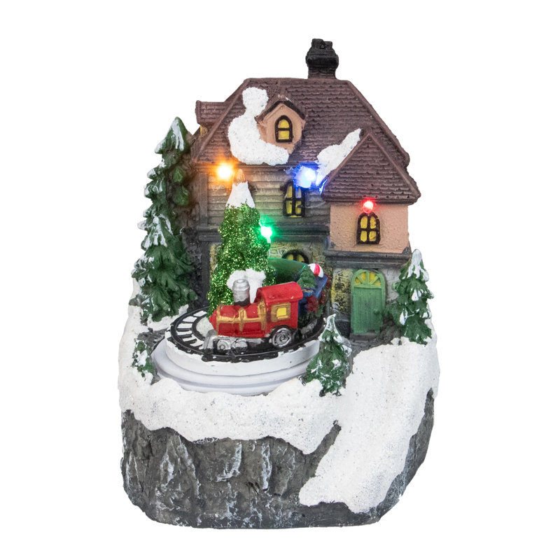 Présentoir de Noël animé 5,5 "avec village de Noël