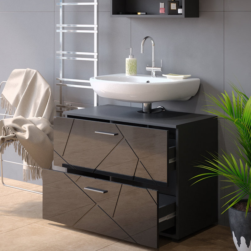 Biftu 80Cm Single Bathroom Vanity Base only, Anthracite