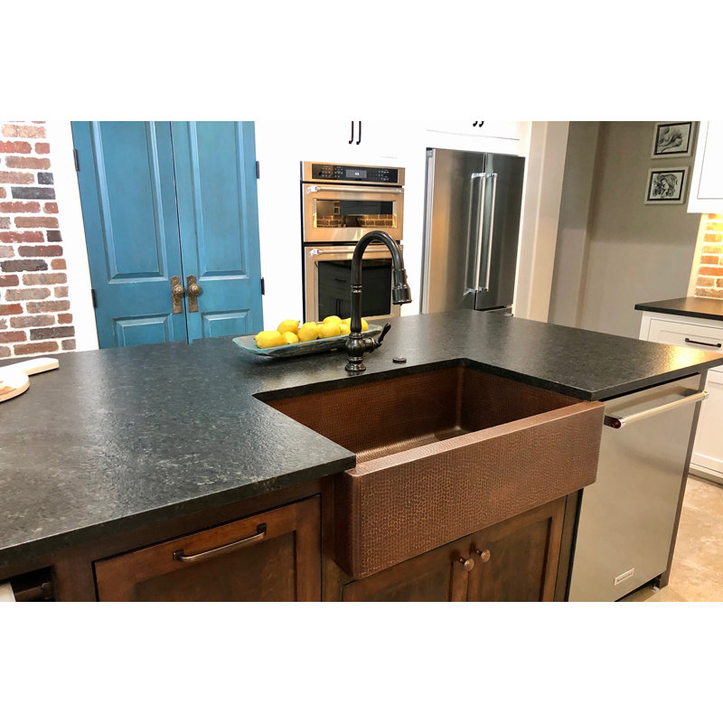 33" Hammered Copper Apron Front Single Basin Kitchen Sink