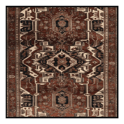 Machine Washable Persian Black Area Rug