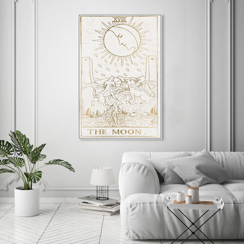 Impression d’art graphique sur toile tendue de luxe the Moon, Cadre blanc, H 30 po x l 20 po