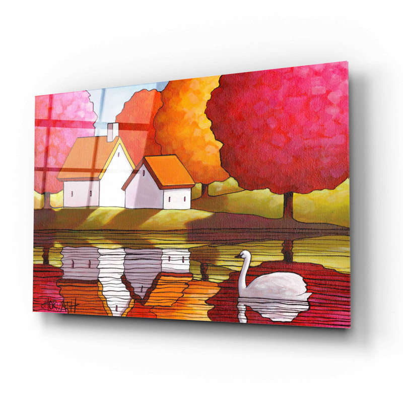 Latitude Run® 'Swan Waters Reflection' By Cathy Horvath-Buchanan, Acrylic Glass Wall Art, 24"X16"