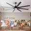 85" 8-blade Led Standard Ceiling Fan With Remote Control Farmhouse Ceiling Fan With Light Kit Included