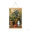 Plantes en pot et pichet blanc, art mural à volutes suspendues, 16 x 24, cintre en bois intégré