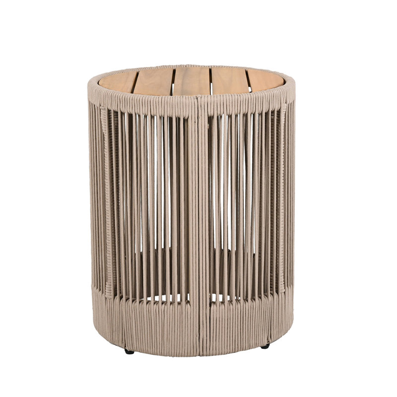Table d'appoint en bois avec corde pour balcon et jardin - aspect rustique, support de 175 lb, fonctionnel pour patio facile à nettoyer, poids de 10,78 lb, installation simple
