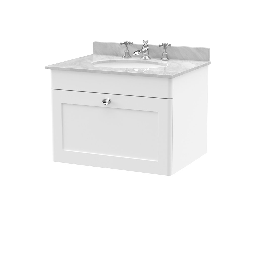 Classique 620mm Wall Mounted Single Bathroom Vanity with Marble Vanity Top