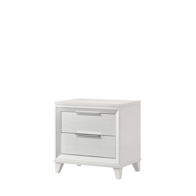 Contemporary Textured Finish 2-Drawer Storage Nightstand, Perfect for Modern Bedrooms and Efficient Organization.