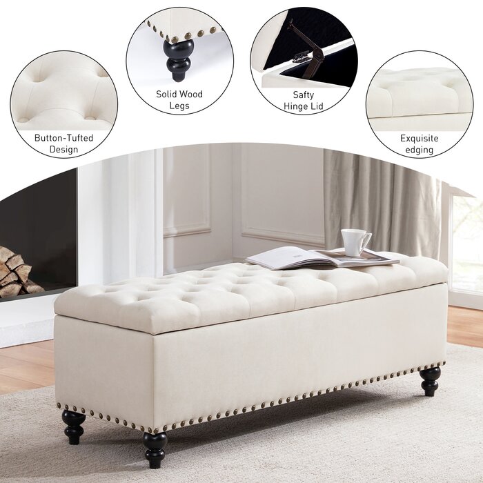 Darby Home Co Katz 50.4'' Wide Tufted Rectangle Storage Ottoman ...