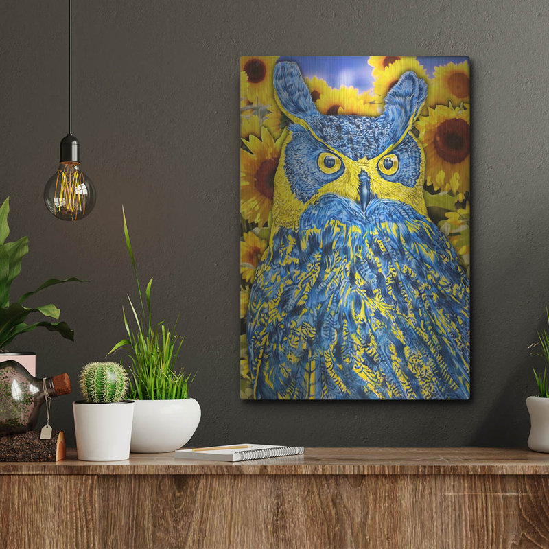 «Eurasian Eagle Owl» par Tim Jeffs, art mural en métal, H 16 po x l 12 po