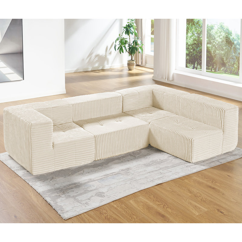 Canapé modulaire Boneless, Velours côtelé beige