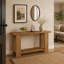 Console en bois massif de 200 cm (79 po), table d'entrée de style champêtre avec rangement à 2 niveaux-805442517