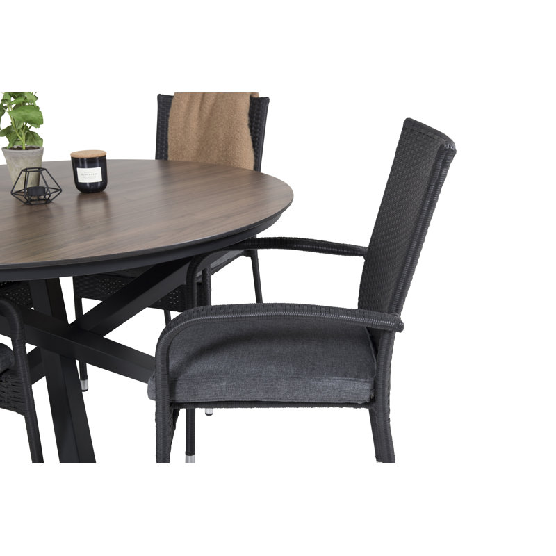 Drishya 6 - Person Patio Dining Set with Round Table , Cushions Included