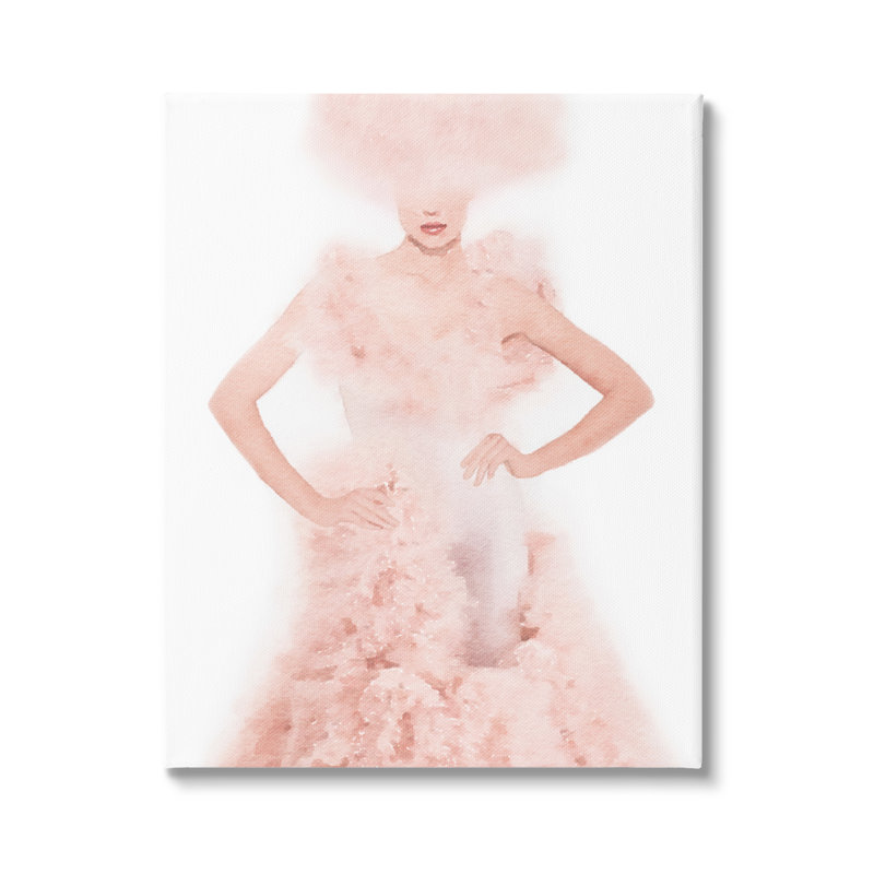 «Pink Fluffy Fashion Gown», impression graphique, H 20 po x l 16 po x P 1,5 po, Toile tendue