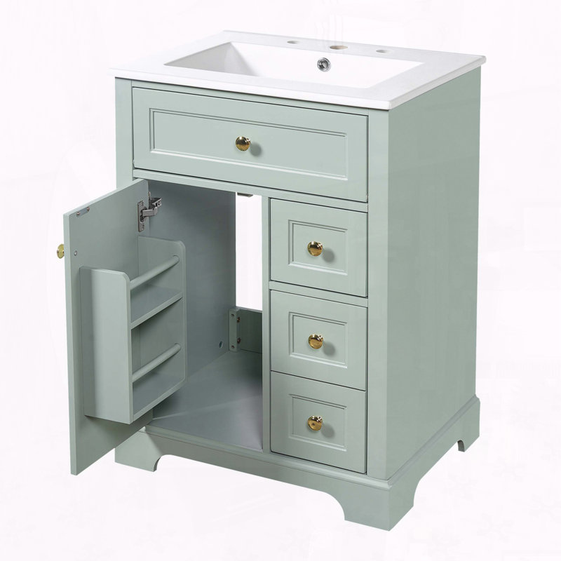 Meuble-lavabo 24 po avec tiroirs à fermeture en douceur et rangement à 2 niveaux pour porte