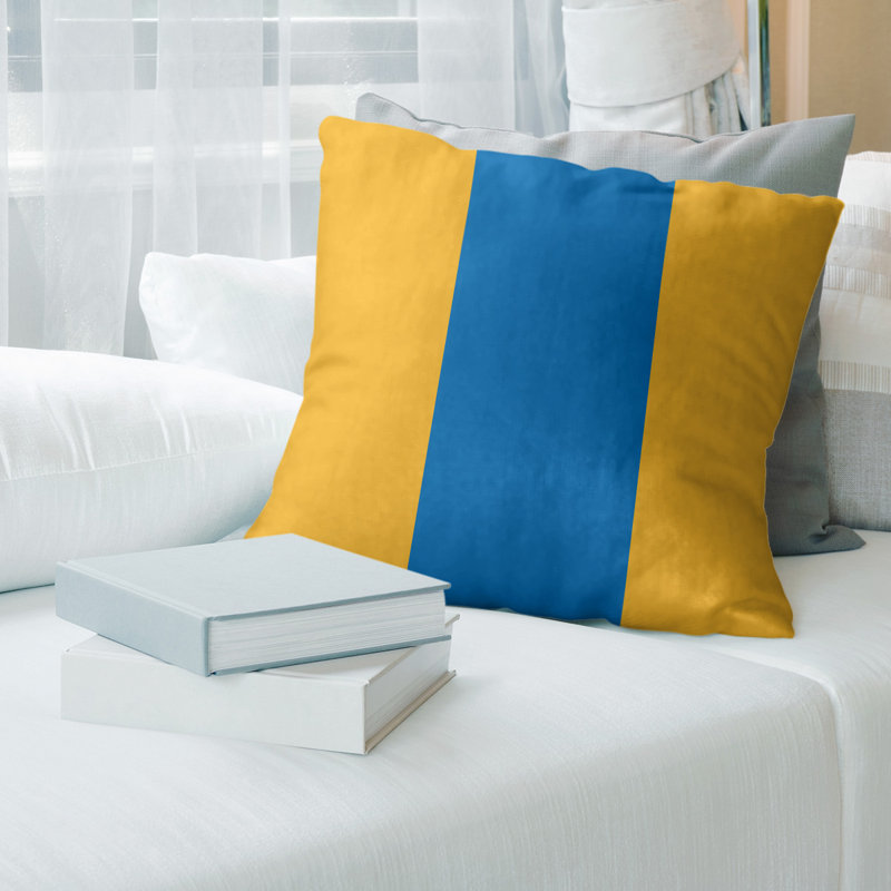 Coussin en lin Golden State, 26 po x 26 po, Ardoise / bleu royal, Polyester/ Bourre en polyester