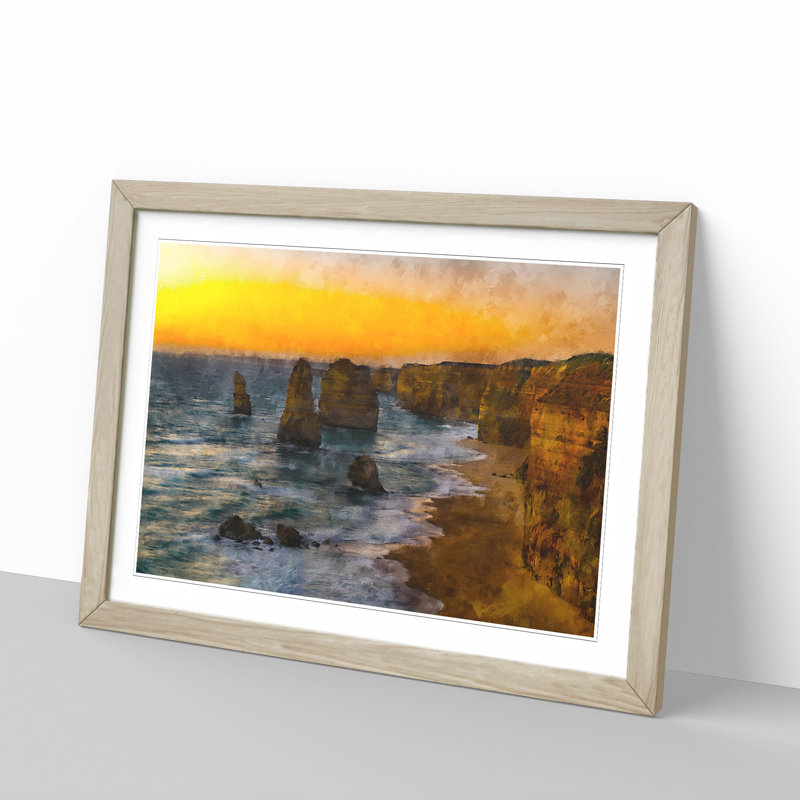Sunset Over The Twelve Apostles Framed Print, 24cm H x 33cm W x 2cm D, Oak Framed