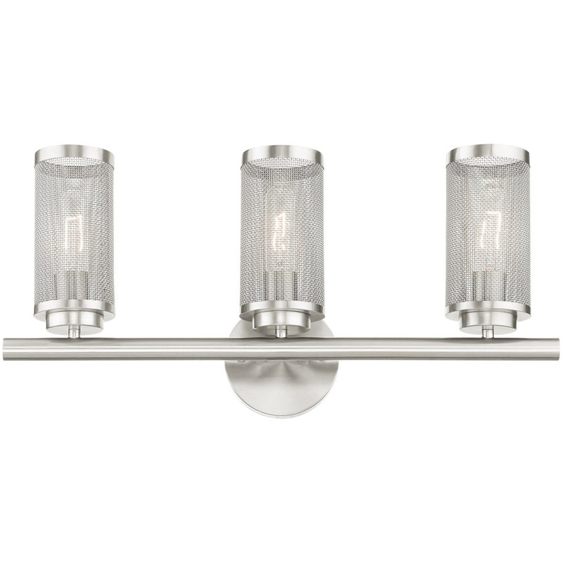 Luminaire de salle de bain 3 lumières 23,5 - Abat-jour en maille d'acier inoxydable pour un décor élégant, Nickel brossé