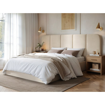 Sienna Hotel Ottoman Bed Cream Velvet Double