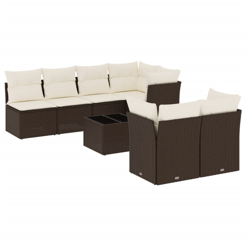 Ensemble de canapé de jardin Vidaxl brun, blanc crème