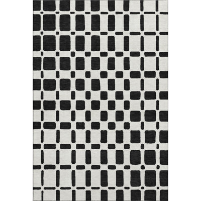 Premium Machine Washable Prisco Black Rug