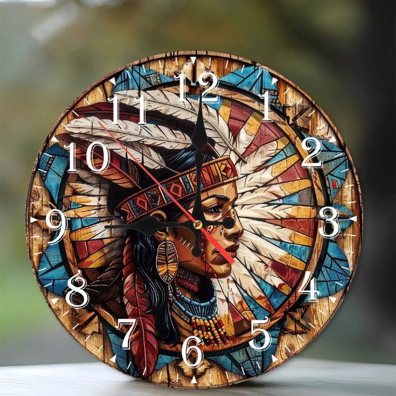 Horloge murale en bois 10 po, mouvement silencieux, à piles (piles AA non incluses), décor artistique, parfait pour les décorations