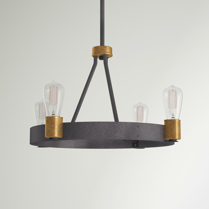 Silas 4 - Light Candle Style Wagon Wheel Chandelier