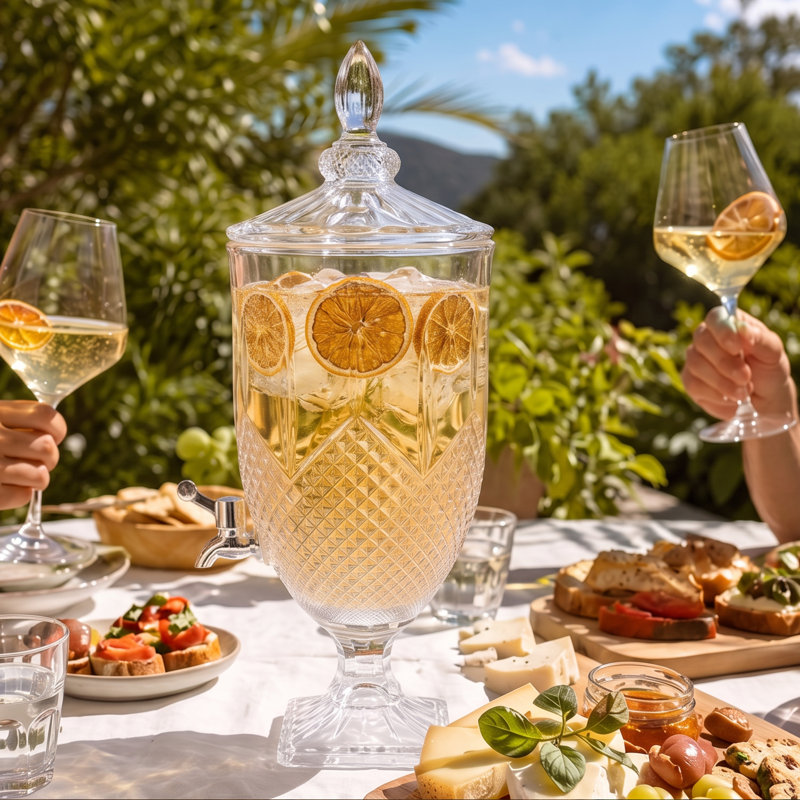 Distributeur de boissons en verre cristal, Spear Cut