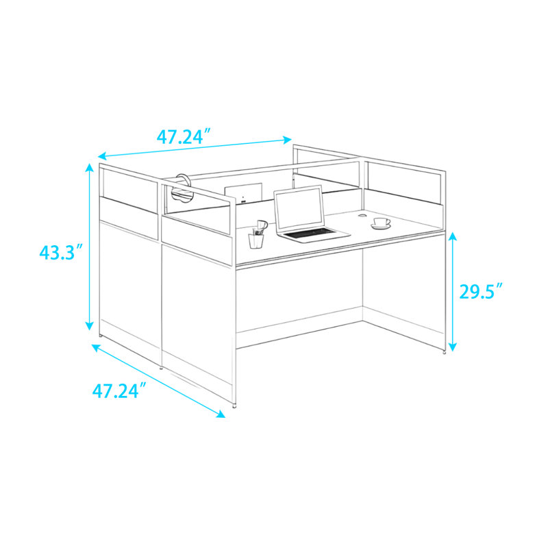 Rectangle 2 Person Office Cubicle Desk
