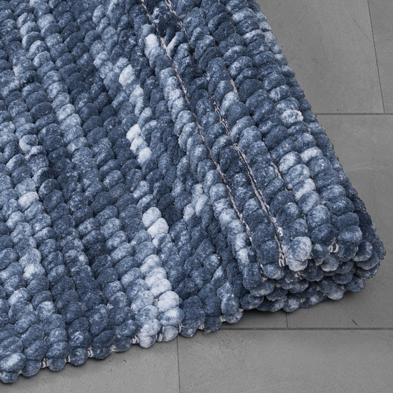 Tapis pour salle de bain en chenille French Color, Bleu, L 32 po x l 20 po