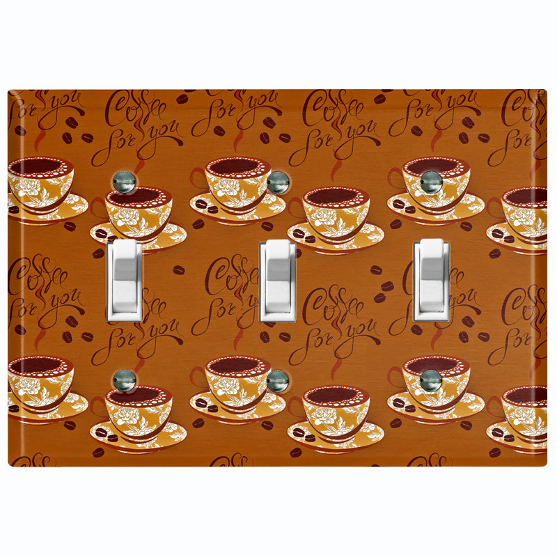 Patterned 3 - Gang Toggle Light Switch Standard Wall Plate, Brown