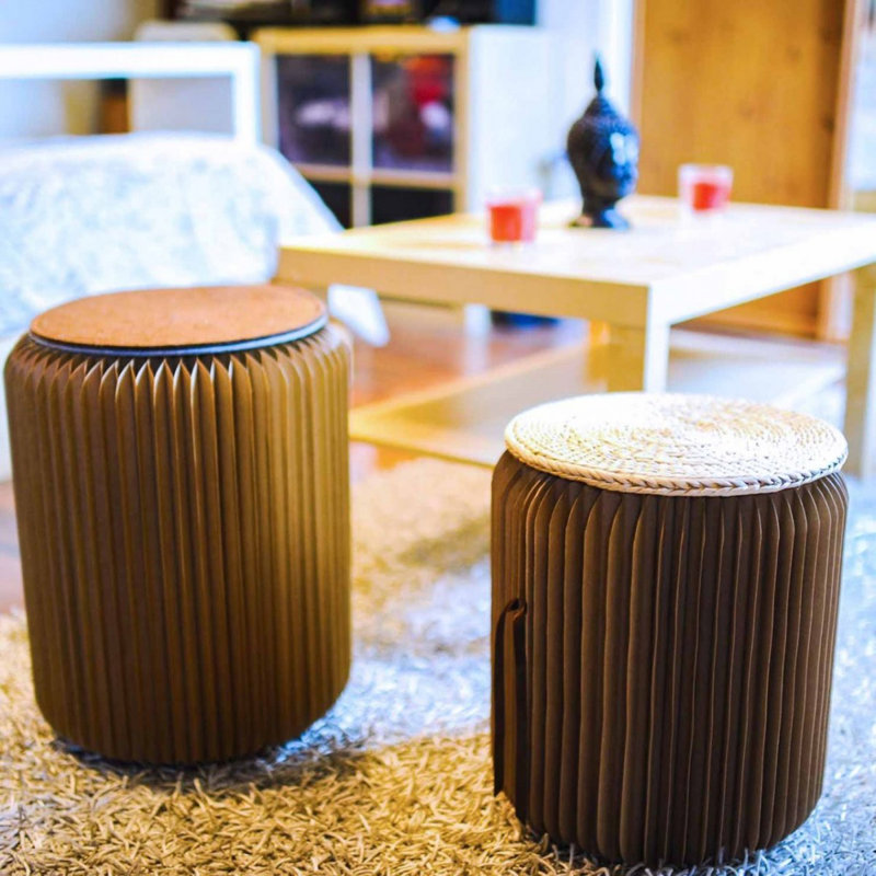 Cardboard Accent Stool, Brown