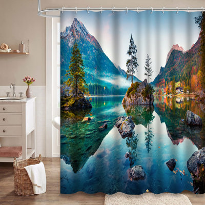Magnifique rideau de douche avec 12 crochets Autumn Lake Europe