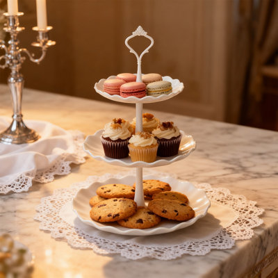 Rack 3-layer Cupcake Rack Decorative Trays Dessert Tower Tray For Parties Tea Parties Weddings Dessert Table Decoration Living Room Dried Fruit Platter
