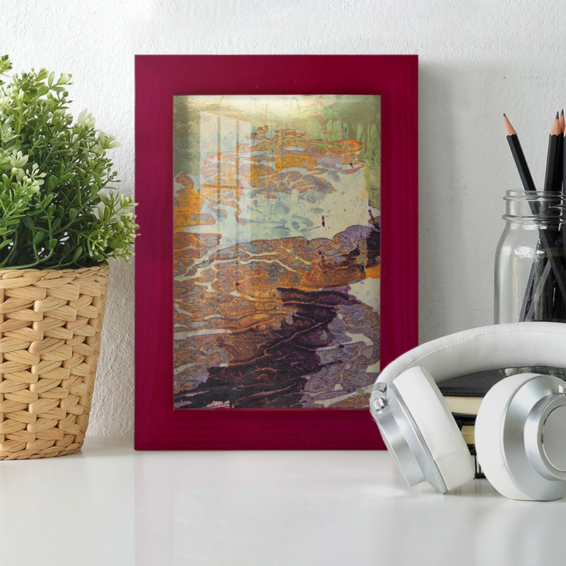 Paysage de Monet VII sur papier, Rouge, H 6 po x l 4 po x P 1 po