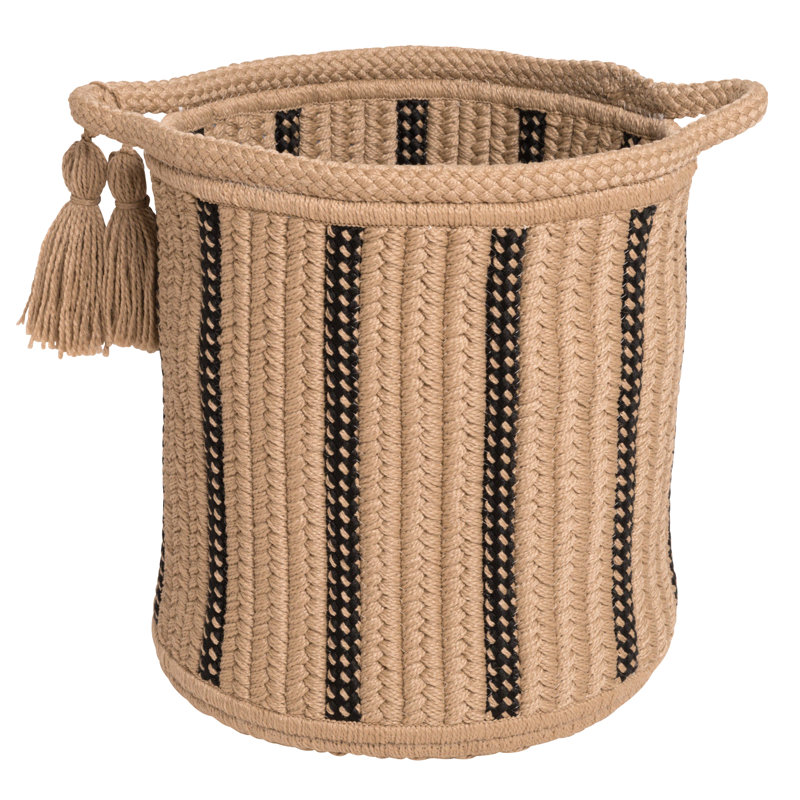 Panier en tissu dublin, Taupe / Noir, H 20 po x l 20 po x P 14 po