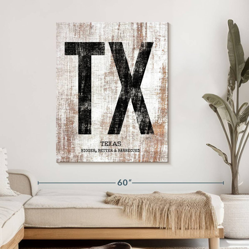 Texas Bigger Better and Barbecued sur toile, H 45 po x l 36 po x P 1,25 po
