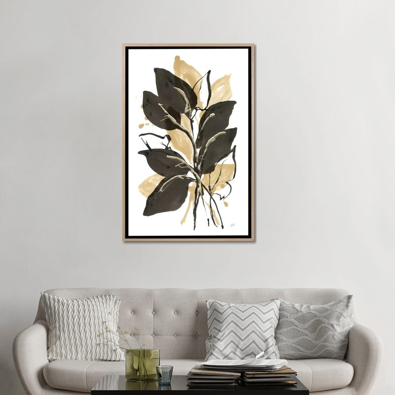 Natural Leaves II, Natural Wood Floater Framed Canvas, 48" H x 32" W x 1.5" D
