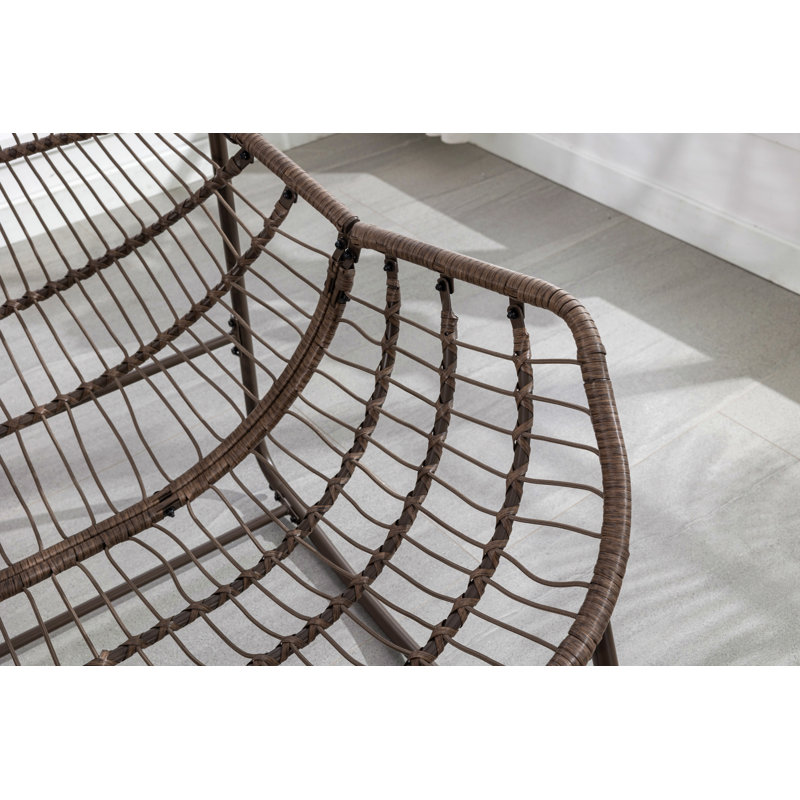 Chaise berçante en osier avec structure en métal, Oléfine gris foncé