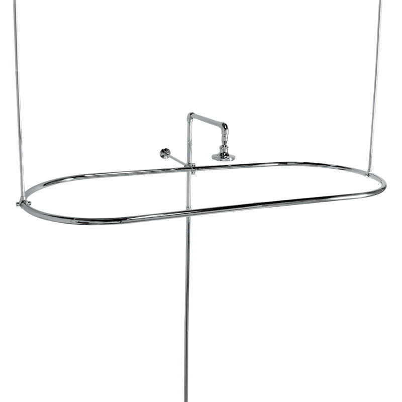 Oval Shower Shower Rod Enclosure, 36 in. Braces Brass by Strom Living, Unlacquered Chrome